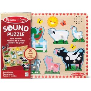 NEW‎ Melissa & Doug Farm Animals Sound Puzzle Wooden Peg Puzzle Sounds